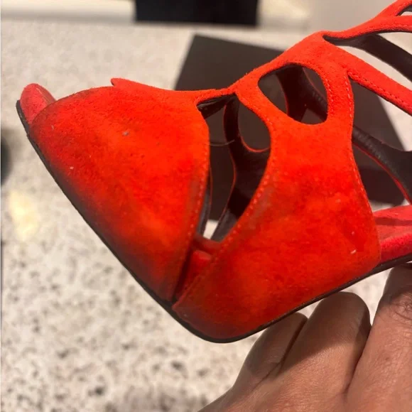Women’s Size 8 Giuseppe Zanotti Red Suede Strappy Sandals - Picture 8 of 13